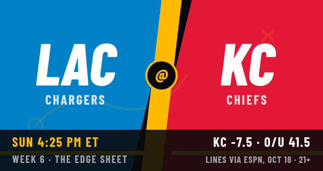 Chargers at Chiefs matchup card