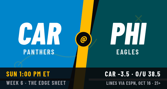 Panthers at Eagles matchup card