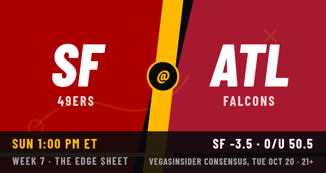49ers at Falcons matchup card