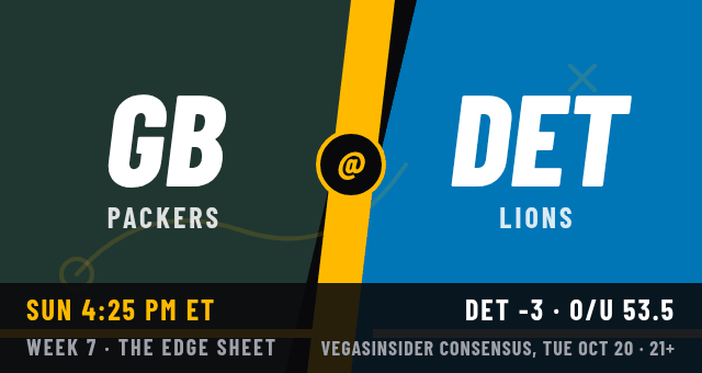 Packers at Lions matchup card