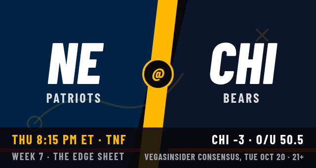 Patriots at Bears matchup card
