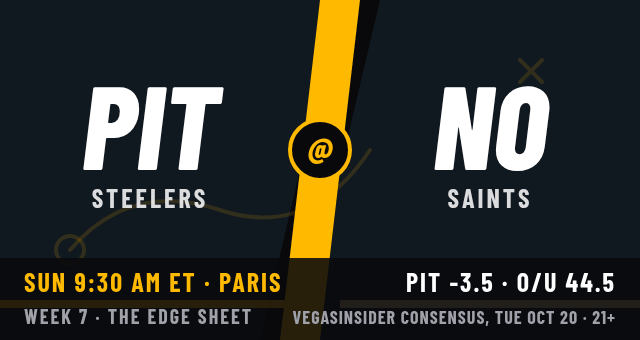 Steelers at Saints matchup card